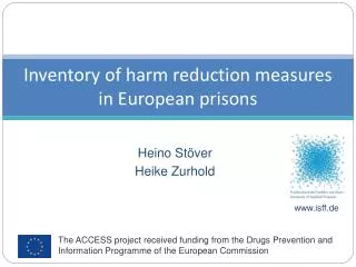 Inventory of harm reduction measures in European prisons