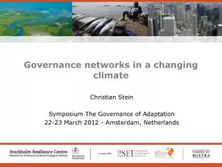 Governance networks in a changing climate