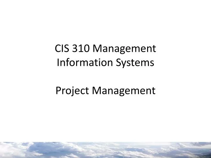 cis 310 management information systems project management