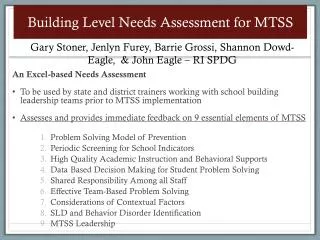 Building Level Needs Assessment for MTSS