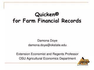 Quicken® for Farm Financial Records