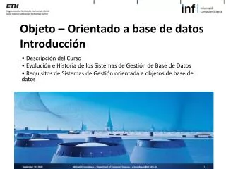 objeto orientado a base de datos introducci n