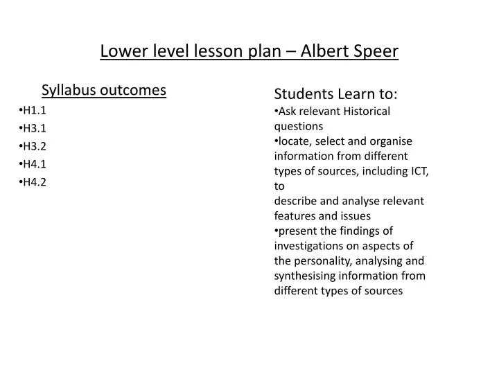 lower level lesson plan albert speer
