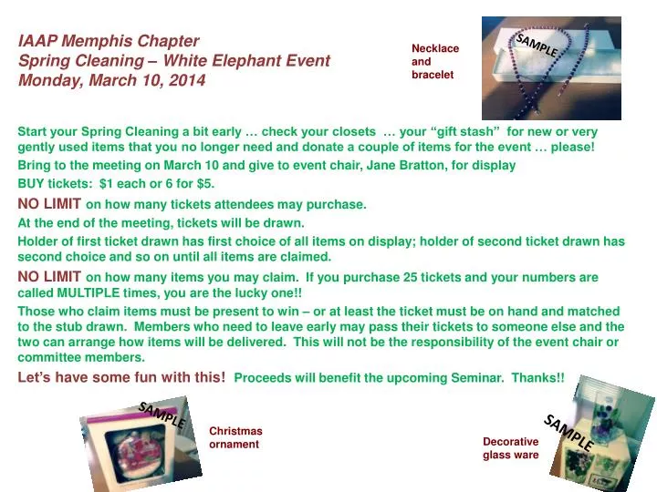 iaap memphis chapter spring cleaning white elephant event monday march 10 2014