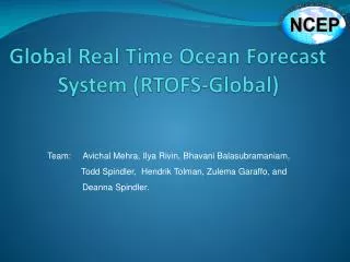 G lobal Real Time Ocean Forecast System (RTOFS-Global)