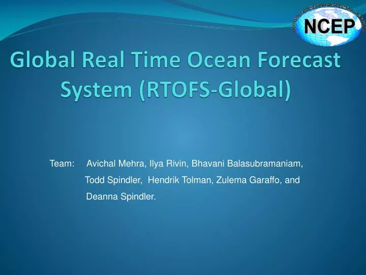 g lobal real time ocean forecast system rtofs global