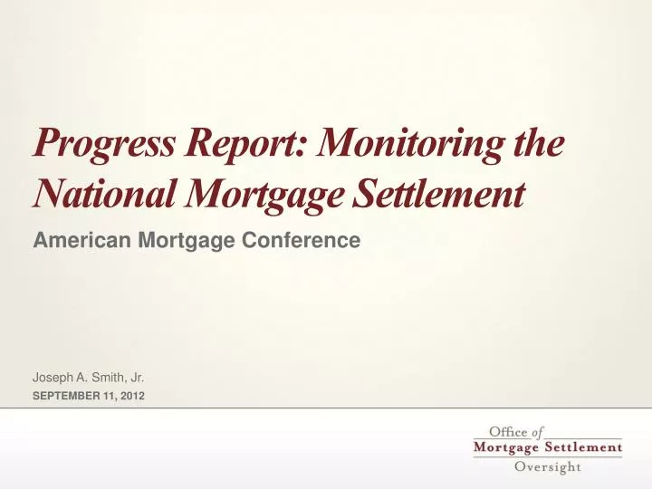 progress report monitoring the national mortgage settlement