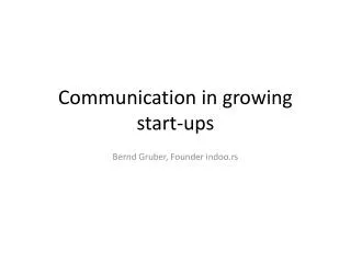 Communication in growing start-ups