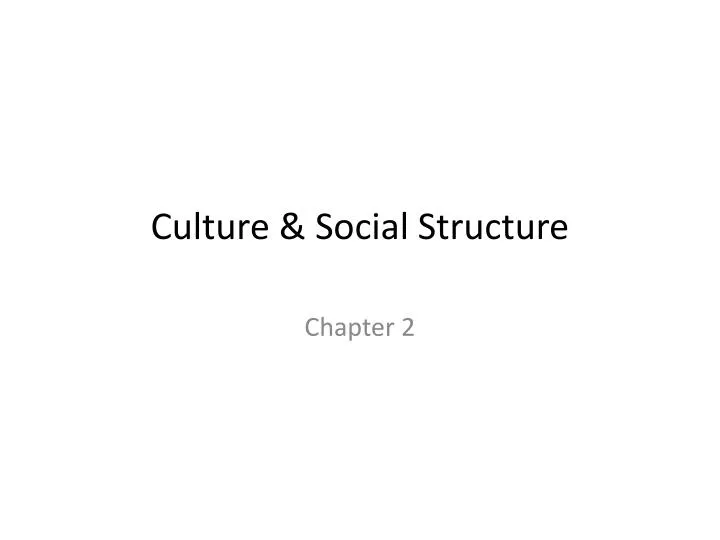 culture social structure