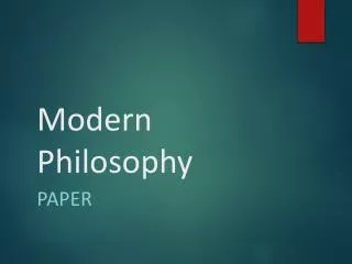 Modern Philosophy