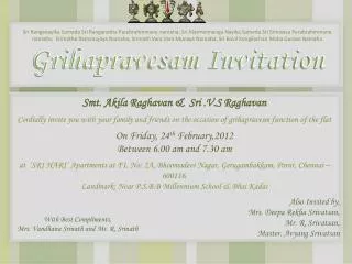 Grihapravesam Invitation