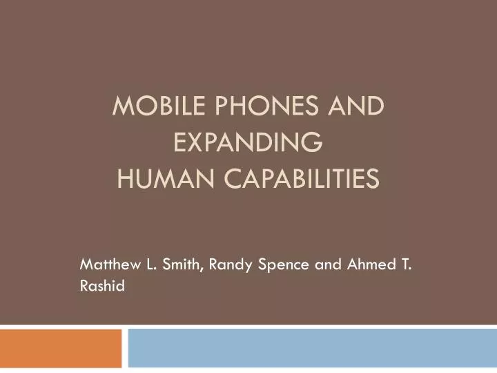 mobile phones and expanding human capabilities
