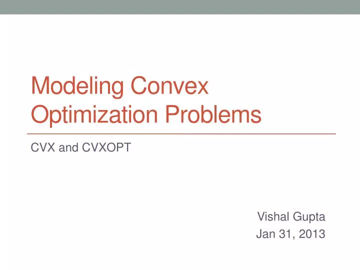 modeling convex optimization problems