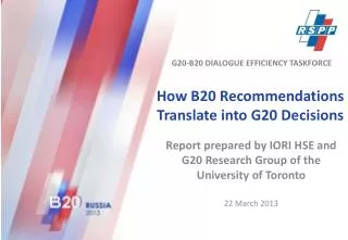 How B20 Recommendations Translate into G20 Decisions