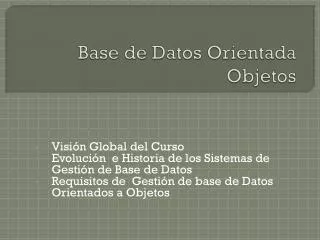 base de datos orientada objetos