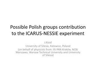 Possible Polish groups contribution to the ICARUS-NESSIE experiment