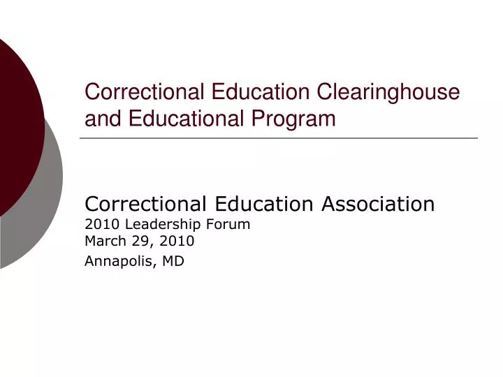 correctional education clearinghouse and educational program