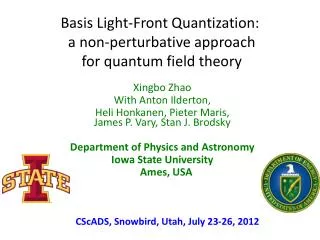Basis Light-Front Quantization: a non- perturbative approach for quantum field theory
