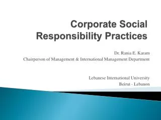 Corporate Social Responsibility Practices