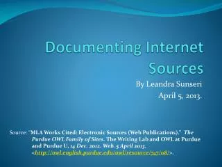 Documenting Internet Sources