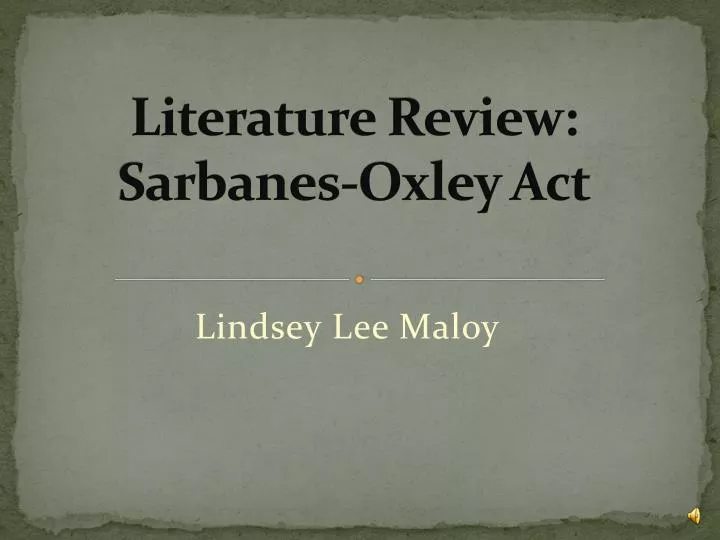 literature review sarbanes oxley act