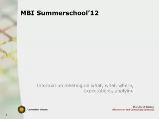 MBI Summerschool’12