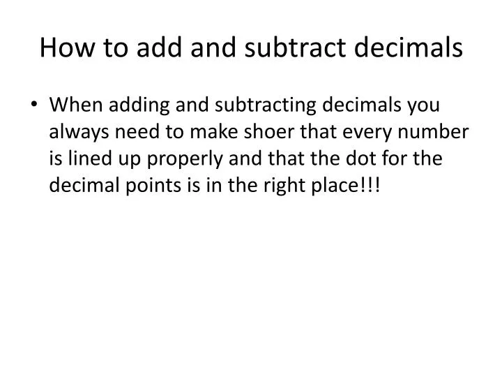 how to add and subtract decimals