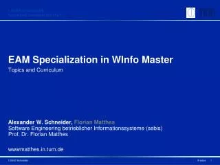 EAM Specialization in WInfo Master