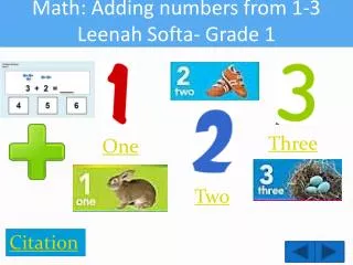 Math: Adding numbers from 1-3 Leenah Softa - Grade 1