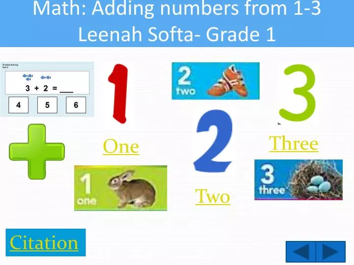 math adding numbers from 1 3 leenah softa grade 1