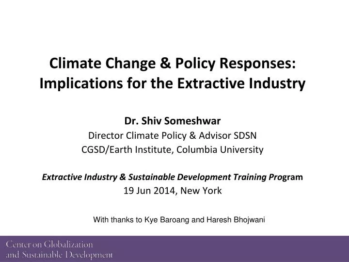 climate change policy responses implications for the extractive industry