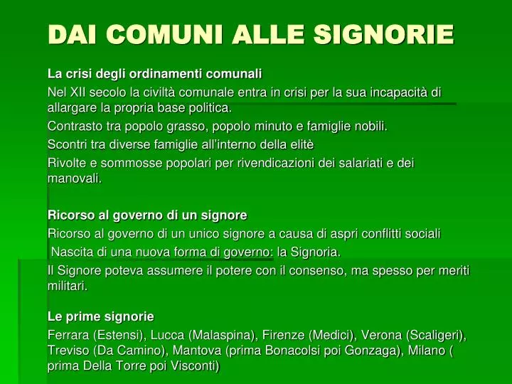 dai comuni alle signorie