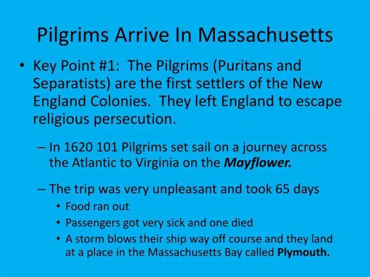 pilgrims arrive in massachusetts