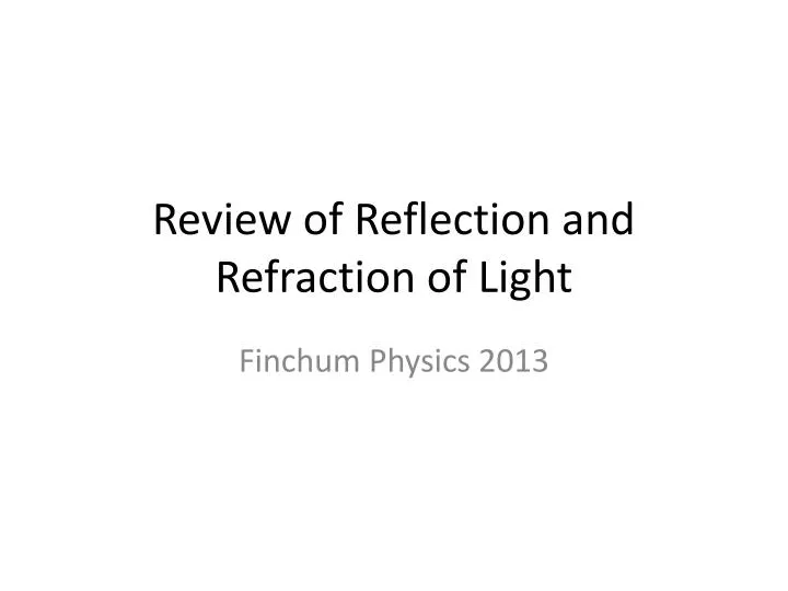 review of reflection and refraction of light