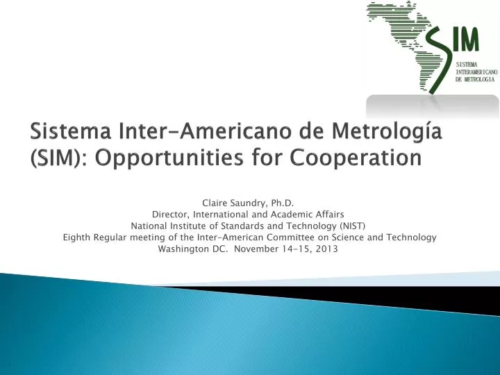 sistema inter americano de metrolog a sim opportunities for c ooperation