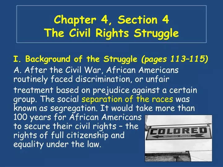 chapter 4 section 4 the civil rights struggle