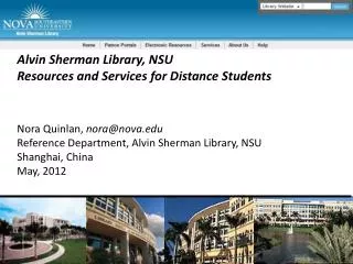 Alvin Sherman Library, NSU Resources and Services for Distance Students