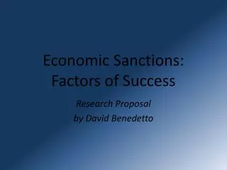 Economic Sanctions: Factors of Success