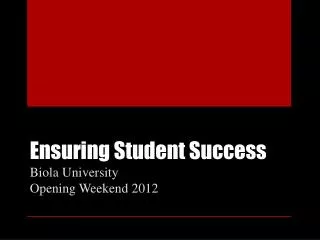 Ensuring Student Success