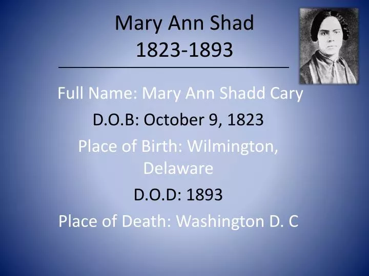 mary ann shad 1823 1893