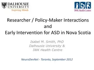 Researcher / Policy-Maker Interactions and Early Intervention for ASD in Nova Scotia