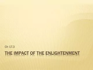 The Impact of the Enlightenment