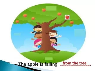 The apple is falling ______________.