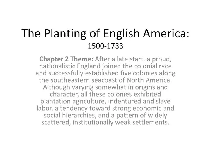 the planting of english america 1500 1733