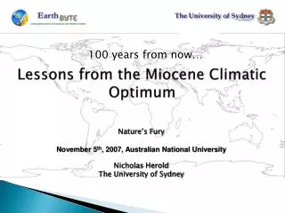 Lessons from the Miocene Climatic Optimum