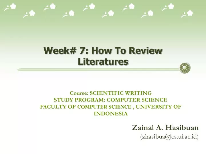 week 7 how to review literatures