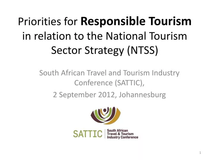 priorities for responsible tourism in relation to the national tourism sector strategy ntss