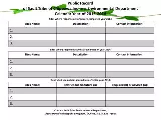 Sites where response actions were completed year 2013: