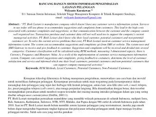 Rancang Bangun SISTEM INFORMASI PENGENDALIAN LAYANAN PELANGGAN Welyanto Kurniawan 1)