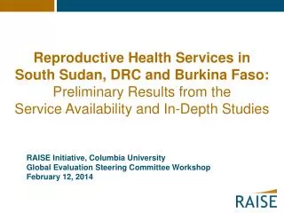 RAISE Initiative, Columbia University Global Evaluation Steering Committee Workshop